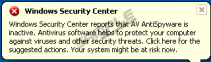 Windows Security Center pop up